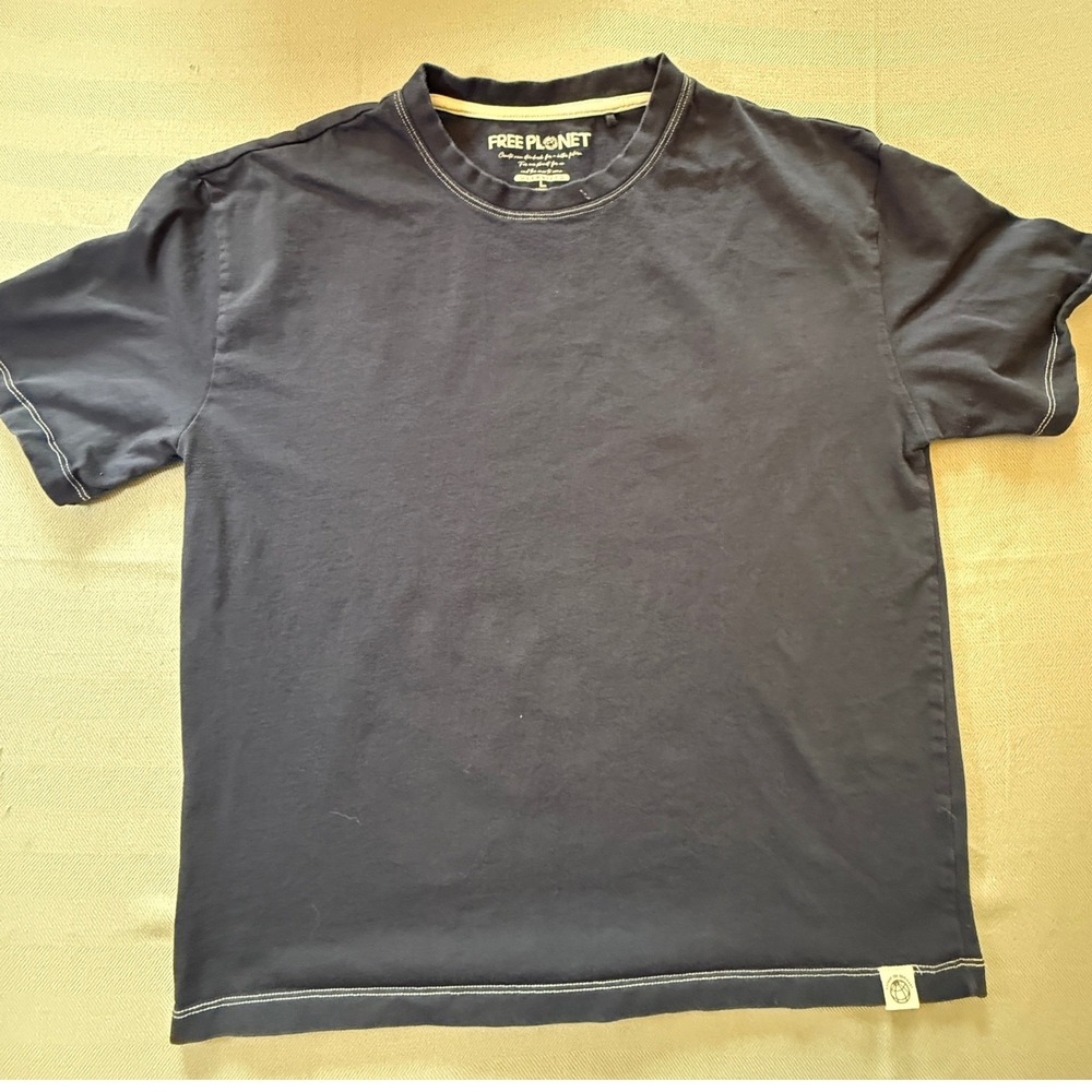 Free Planet Oversized Tee Mens Large Navy Blue Contrast Stitch FT9KF90BLI 2150